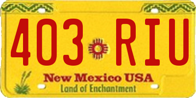NM license plate 403RIU