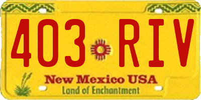 NM license plate 403RIV