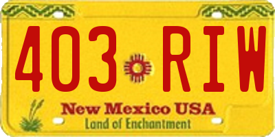 NM license plate 403RIW