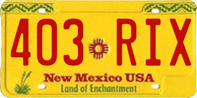 NM license plate 403RIX