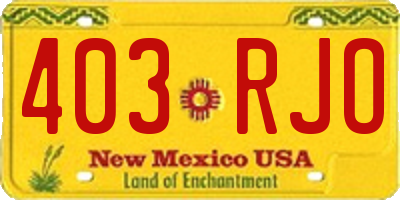 NM license plate 403RJO