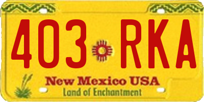NM license plate 403RKA