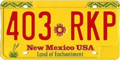 NM license plate 403RKP