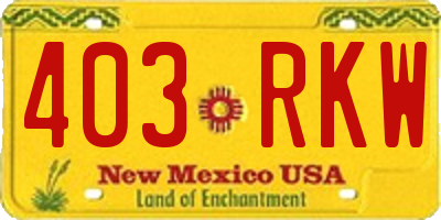 NM license plate 403RKW