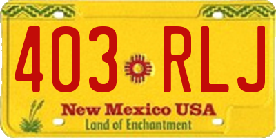 NM license plate 403RLJ