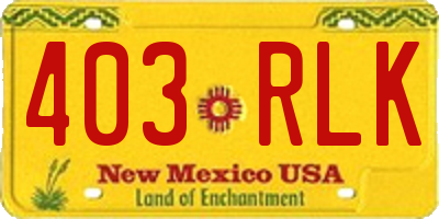 NM license plate 403RLK