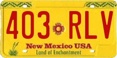 NM license plate 403RLV