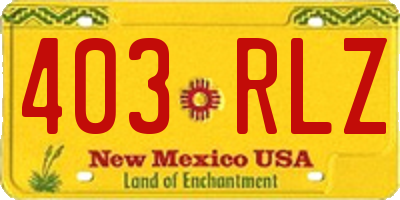 NM license plate 403RLZ