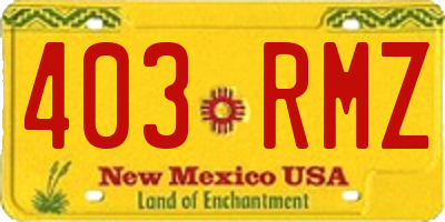 NM license plate 403RMZ
