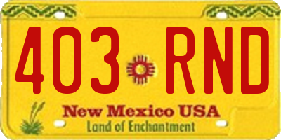 NM license plate 403RND