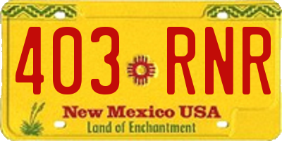 NM license plate 403RNR