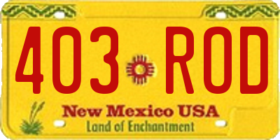 NM license plate 403ROD