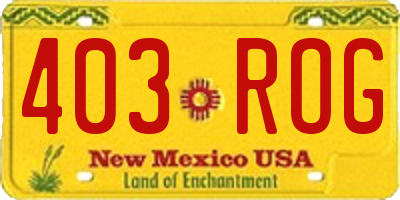 NM license plate 403ROG