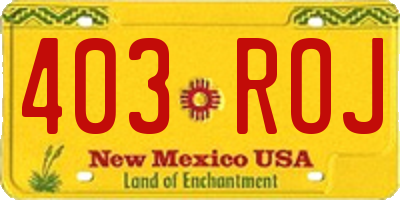 NM license plate 403ROJ