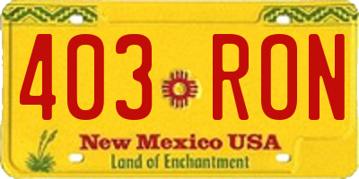 NM license plate 403RON