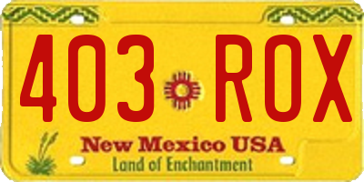 NM license plate 403ROX