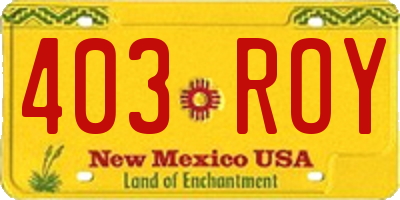 NM license plate 403ROY