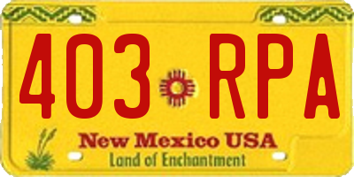 NM license plate 403RPA