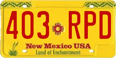 NM license plate 403RPD