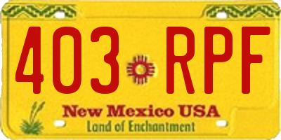 NM license plate 403RPF