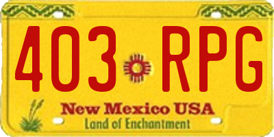 NM license plate 403RPG