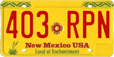 NM license plate 403RPN