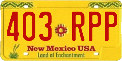 NM license plate 403RPP