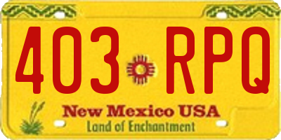 NM license plate 403RPQ