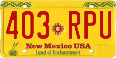 NM license plate 403RPU
