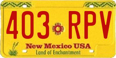 NM license plate 403RPV