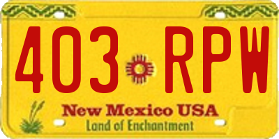 NM license plate 403RPW