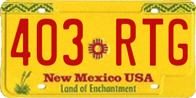NM license plate 403RTG