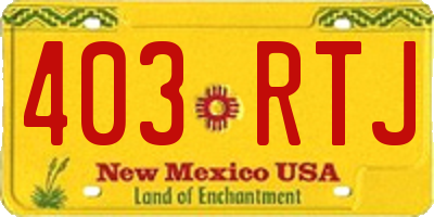 NM license plate 403RTJ