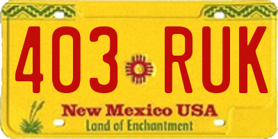 NM license plate 403RUK