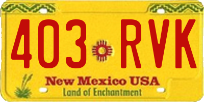 NM license plate 403RVK