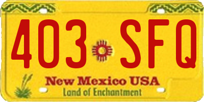 NM license plate 403SFQ