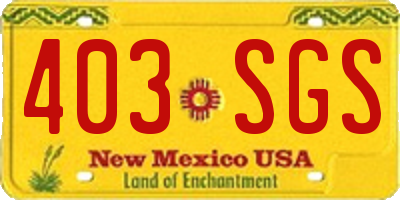 NM license plate 403SGS