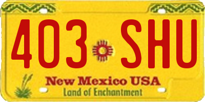 NM license plate 403SHU