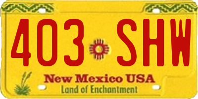 NM license plate 403SHW