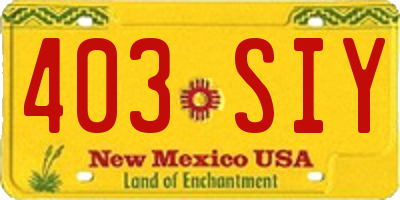 NM license plate 403SIY