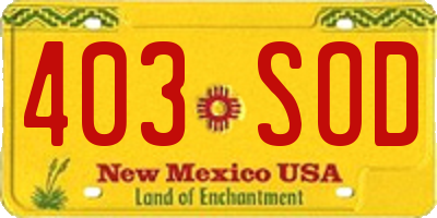 NM license plate 403SOD