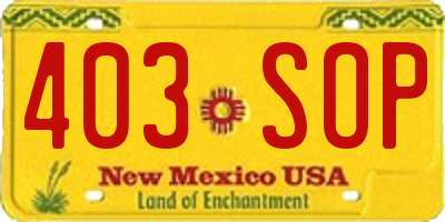 NM license plate 403SOP