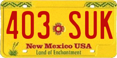 NM license plate 403SUK