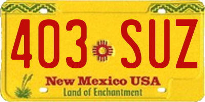 NM license plate 403SUZ
