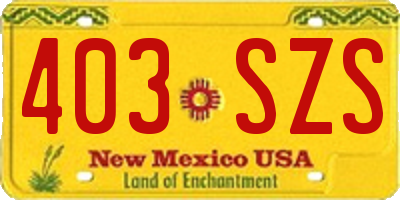 NM license plate 403SZS