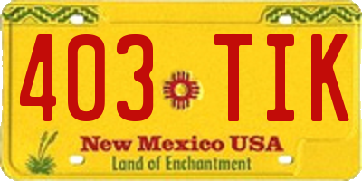 NM license plate 403TIK