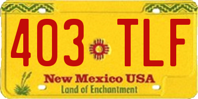 NM license plate 403TLF