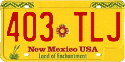 NM license plate 403TLJ