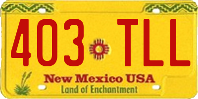 NM license plate 403TLL