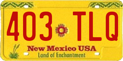 NM license plate 403TLQ